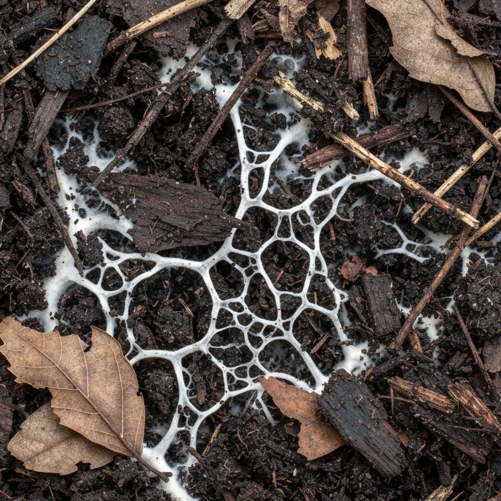 Mycelium growing through soil
